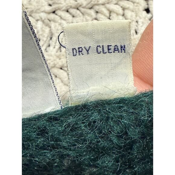VTG J.G. Hook Crop Cable Knit Fisherman Cardigan Sweater Mohair Sz M Green *Flaw - Picture 8 of 8